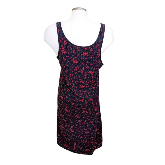 Lord & Taylor 100% Pima Cotton Midi Dress Size Large Red Black Rosebud Dot Print - Picture 4 of 6